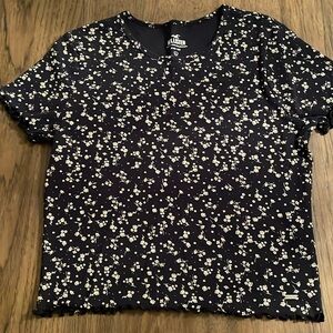 Hollister Baby Tee Dark Navy floral Like NEW